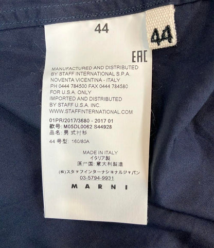 MARNI 半袖シャツ ネイビータンカラーブロック ショートスリーブ チェストポケットコットン100% M05DL0062 S44928 メンズ SIZE 44 (S) マルニ