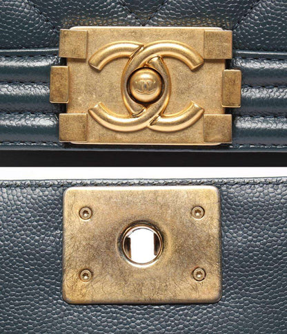 CHANEL チェーンショルダーバッグ ボーイシャネル25 ゴールド金具 Vステッチ キャビアスキン レディース シャネル