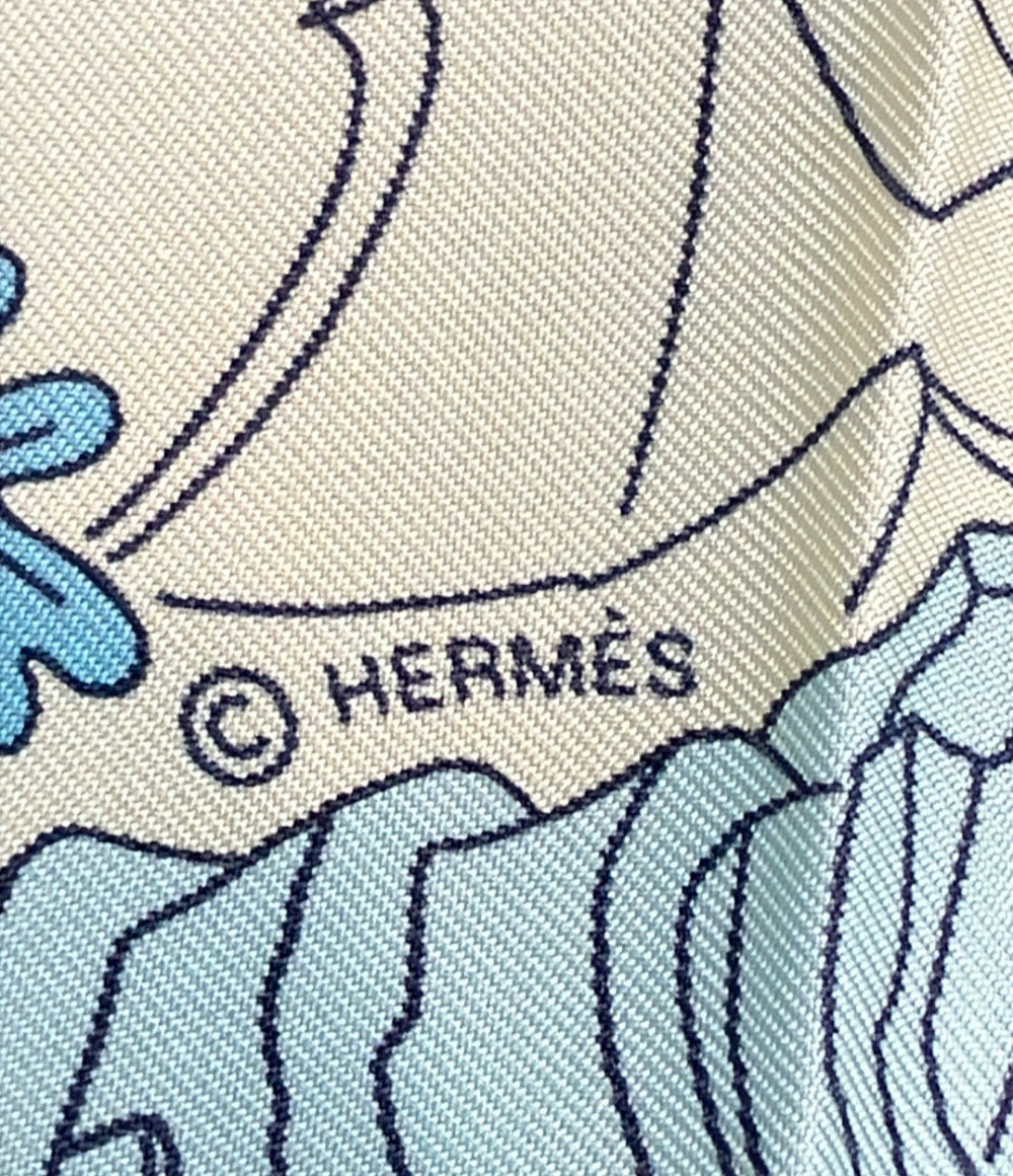 美品 HERMES スカーフ カレ90 シルク100% 動物の謝肉祭 レディース エルメス