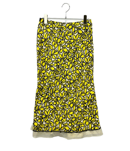 LOUIS VUITTON フラワープリントロングスカート シルク100% レディース SIZE 38 (M) ルイ・ヴィトン