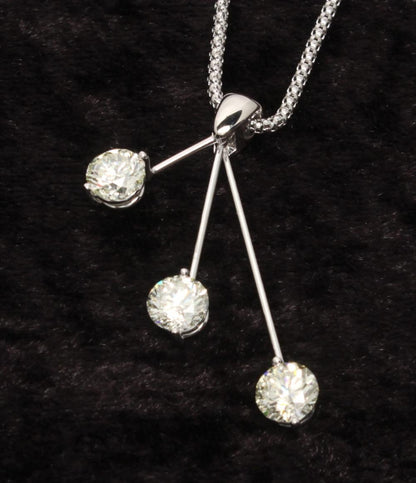 美品 ネックレス K18WG Pt900 イエローダイヤ 1.00ct 1.01ct 1.04ct スイング レディース