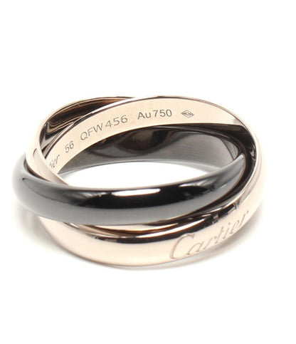 美品 Cartier リング 指輪 K18 トリニティ ブラックセラミック レディース SIZE 14号 カルティエ