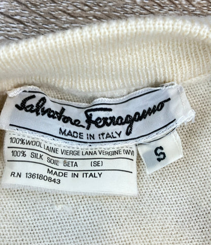 Salvatore Ferragamo 半袖ニット 動物モチーフ モノトーン シルク レディース サルヴァトーレフェラガモ