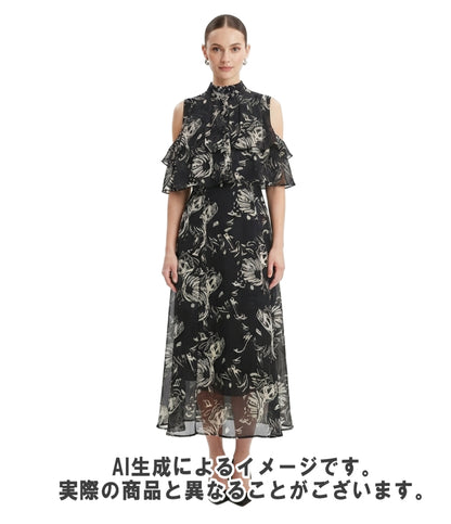 美品 ANAYI アートフラワー ノースリーブワンピース キャミソールペチコート付 レディース レディース SIZE 36 (XS) アナイ