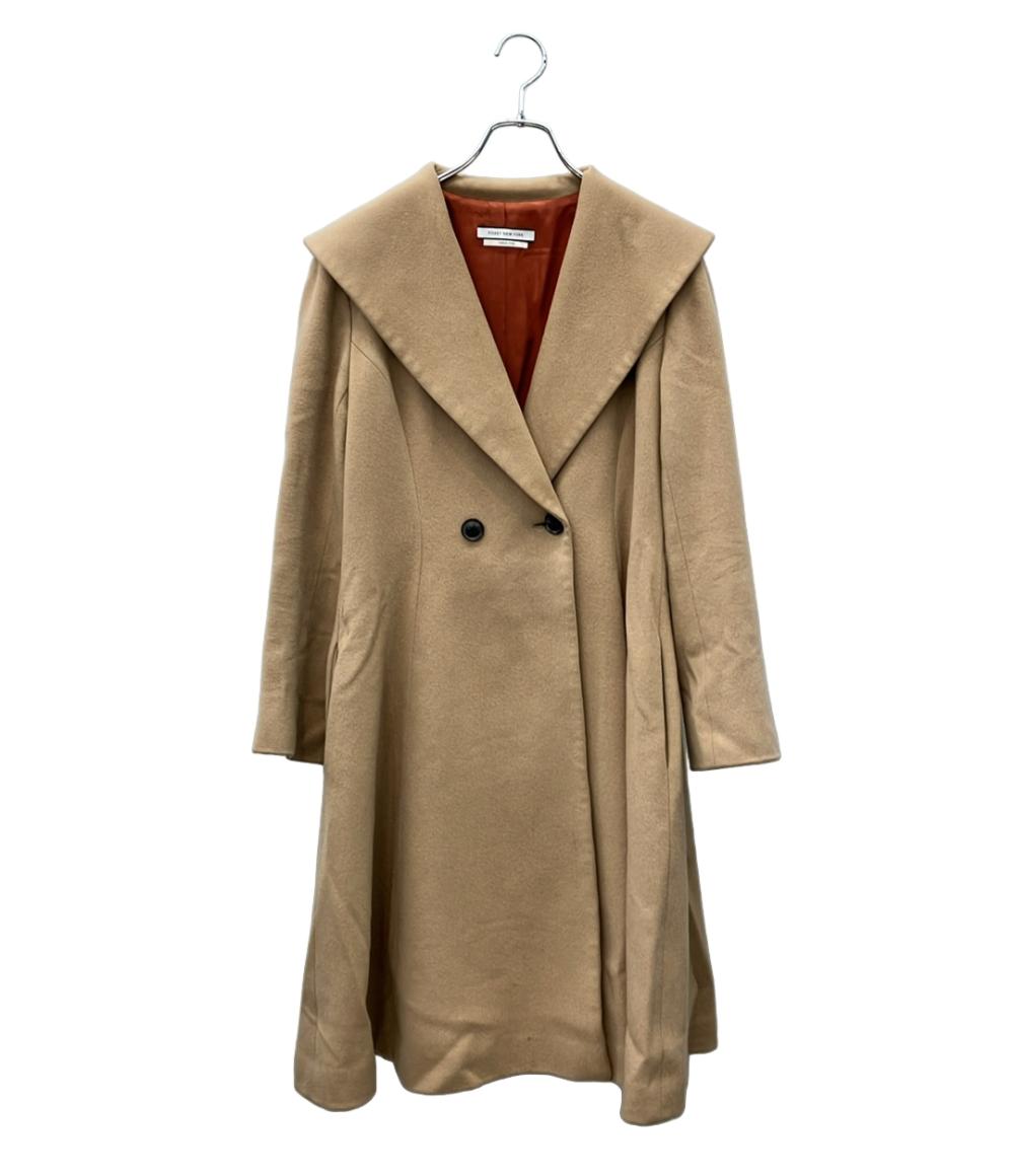 FOXEY NEW YORK COLLECTION ロングコート カシミヤ ダブルボタン キャメル  大きめの襟 フィット フレア 38940-MACFN102T レディース SIZE 40 (M)