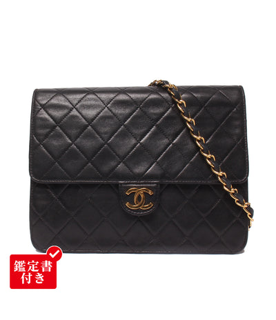 CHANEL チェーンショルダーバッグ プッシュロック ラムスキン ゴールド金具 肩掛け マトラッセ レディース シャネル