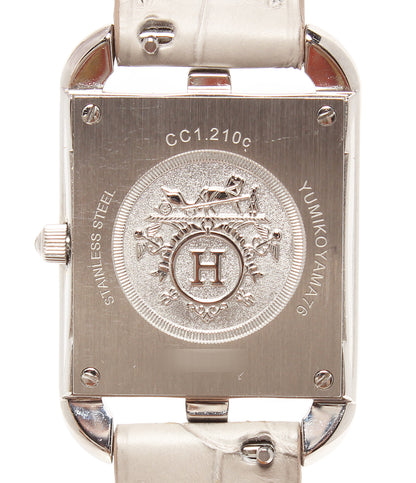 HERMES 腕時計 ドゥブルトゥール アリゲーターマット ケープコッド クオーツ シルバー CC1.210c レディース エルメス