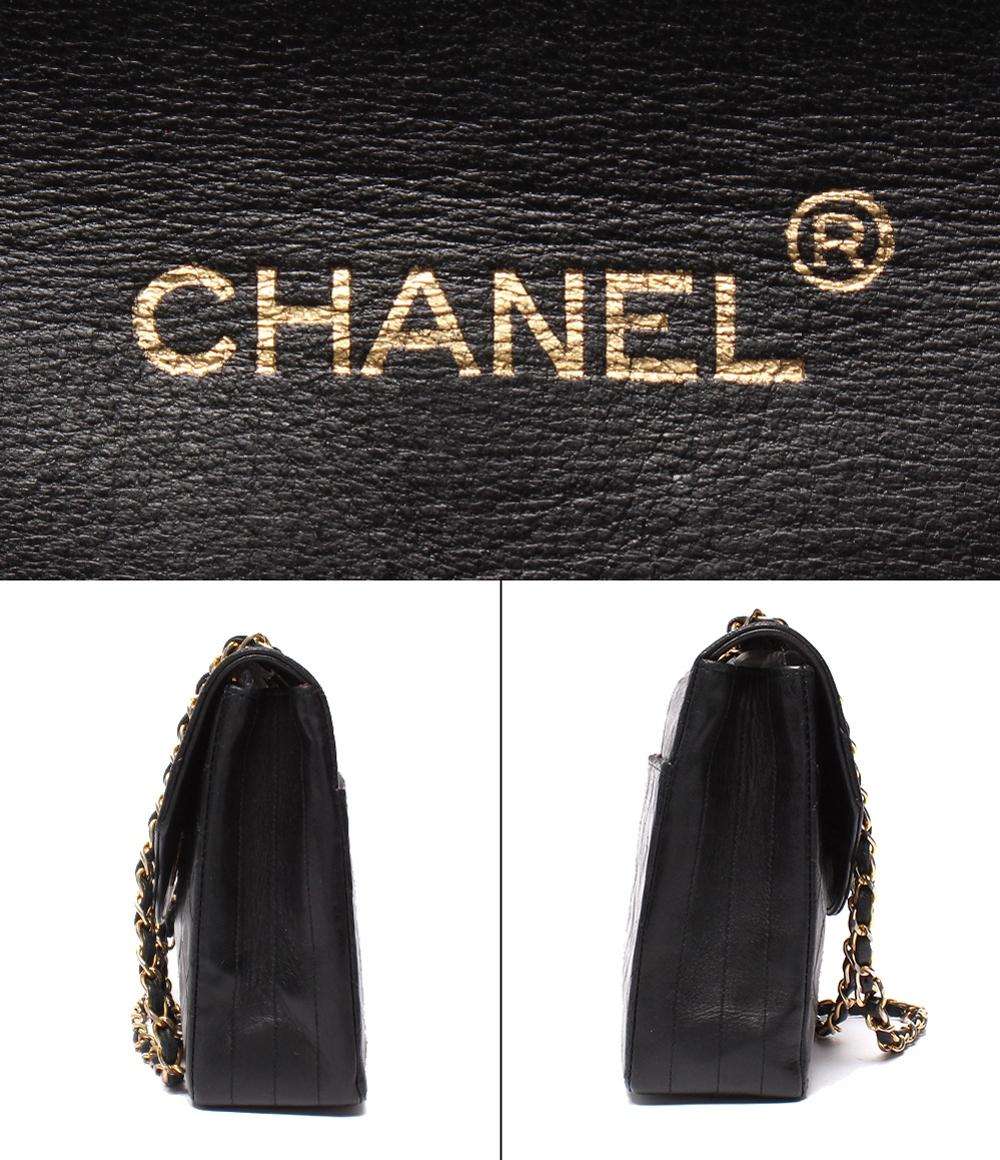 CHANEL チェーンショルダーバッグ ダブルチェーン シングルフラップ ゴールド金具 ラムスキン 0番台 マトラッセ25 A1300 レディース シャネル