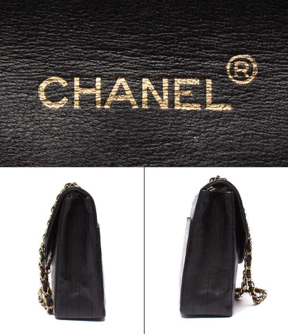 CHANEL チェーンショルダーバッグ ダブルチェーン シングルフラップ ゴールド金具 ラムスキン 0番台 マトラッセ25 A1300 レディース シャネル