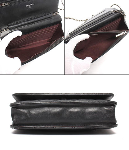 CHANEL チェーンショルダーバッグ チェーンショルダーウォレット ラムスキン シルバー金具 マトラッセ レディース シャネル