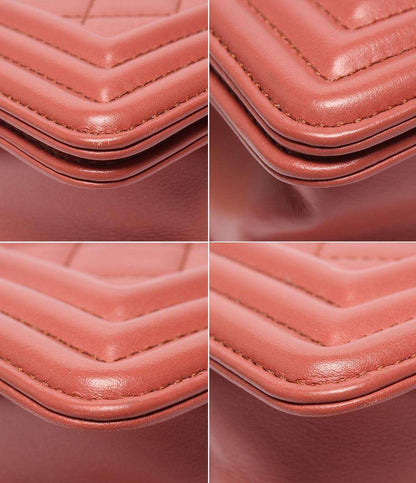 美品 CHANEL チェーンショルダーバッグ ゴールド金具 スムースレザー マトラッセ ボーイシャネル25 レディース シャネル