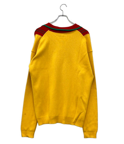 SASQUATCHfabrix. 長袖カーディガン イエロー レッド ストリート 21SS-knn-001 メンズ SIZE Large (L) サスクワァッチファブリックス