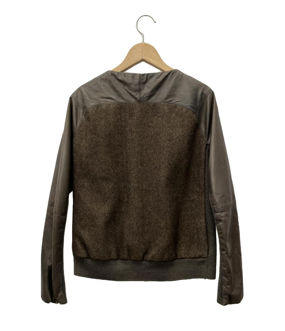 BEARDSLEYビアズリー ラムレザー ノーカラー ジャケット