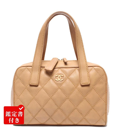 CHANEL ハンドバッグ ゴールド金具 8番台 ラムスキン ワイルドステッチ レディース シャネル
