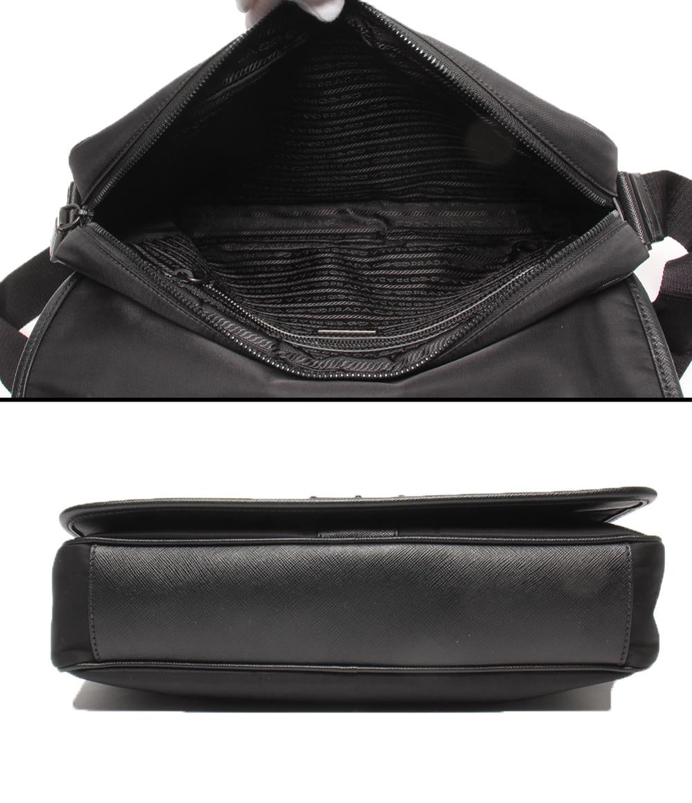 美品 PRADA メッセンジャーバッグ ショルダーバッグ リナイロン 斜め掛け 三角プレート 2VD039 メンズ レディース プラダ