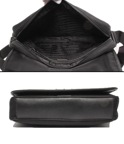 美品 PRADA メッセンジャーバッグ ショルダーバッグ リナイロン 斜め掛け 三角プレート 2VD039 メンズ レディース プラダ