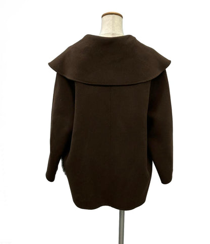 u-Big ノーカラーミドル丈コート  石井毛皮 ウールダブルフェイスショールカラーFOXポケットコート レディース SIZE F (M) ユービック