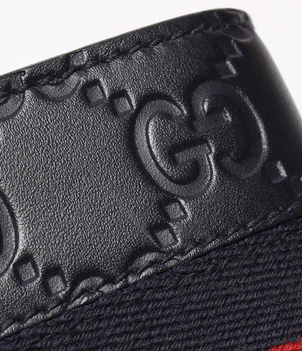 美品 GUCCI 二つ折り財布 GGシグネチャー シェリーライン 408826 メンズ グッチ