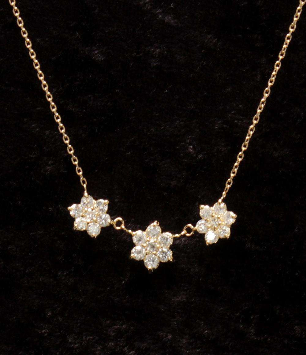 美品 ネックレス K18 ダイヤ フラワーモチーフ レディース