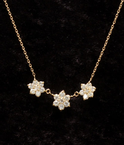 美品 ネックレス K18 ダイヤ フラワーモチーフ レディース