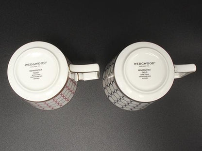 美品 WEDGWOOD マグカップ 2点セット ペア ルネッサンス ゴールド ピンク ブルー ウェッジウッド