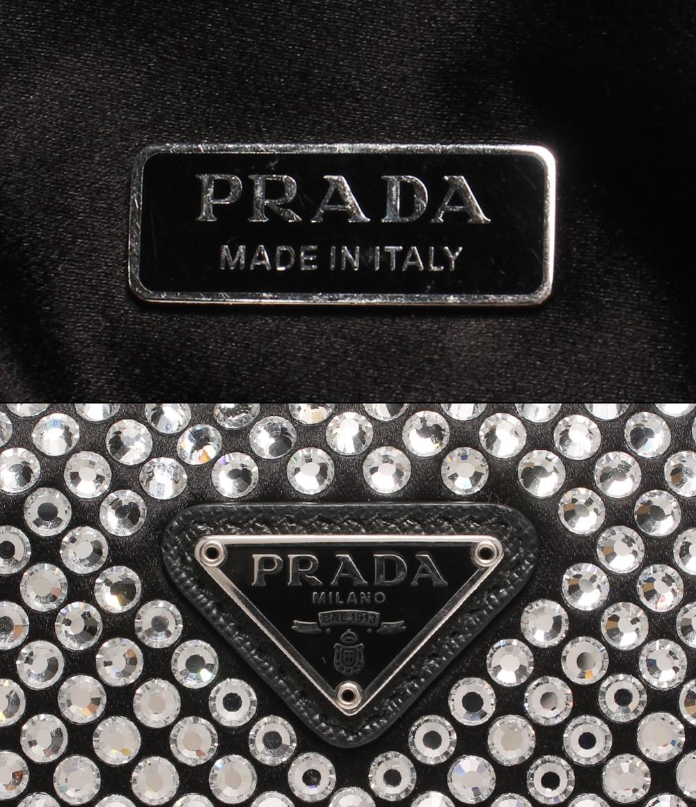 プラダ ハンドバッグ シルバー金具 トライアングルロゴ クリスタル サテン ミニ Re-Edition 2000 1NE515 レディース PRADA