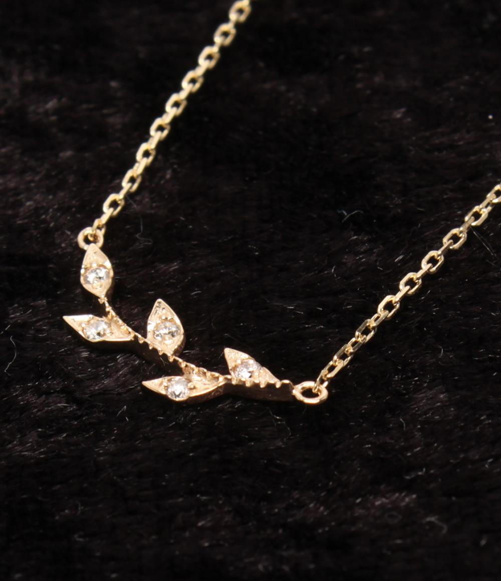 美品 agete ネックレス K10 ダイヤ 0.03ct レディース アガット