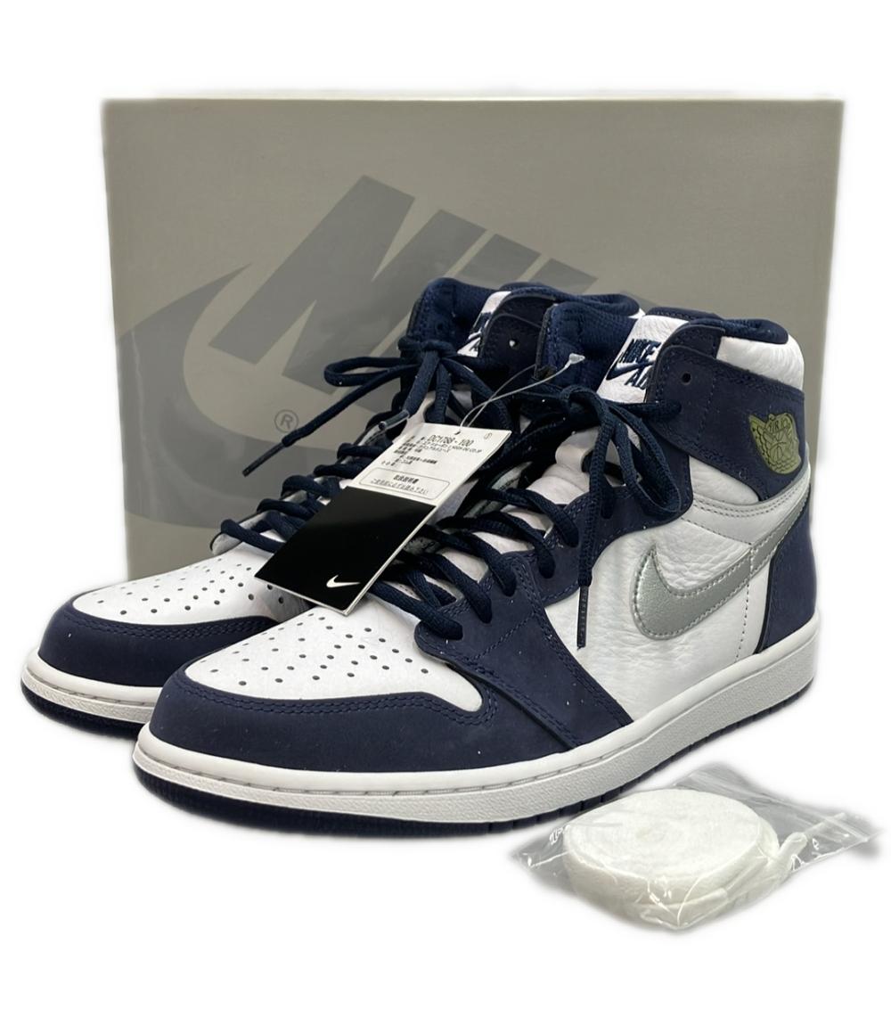 Nike ハイカットシューズ ホワイト/ネイビー 美品 Air Jordan NIKE ハイカットスニーカー ホワイト/ミッドナイト