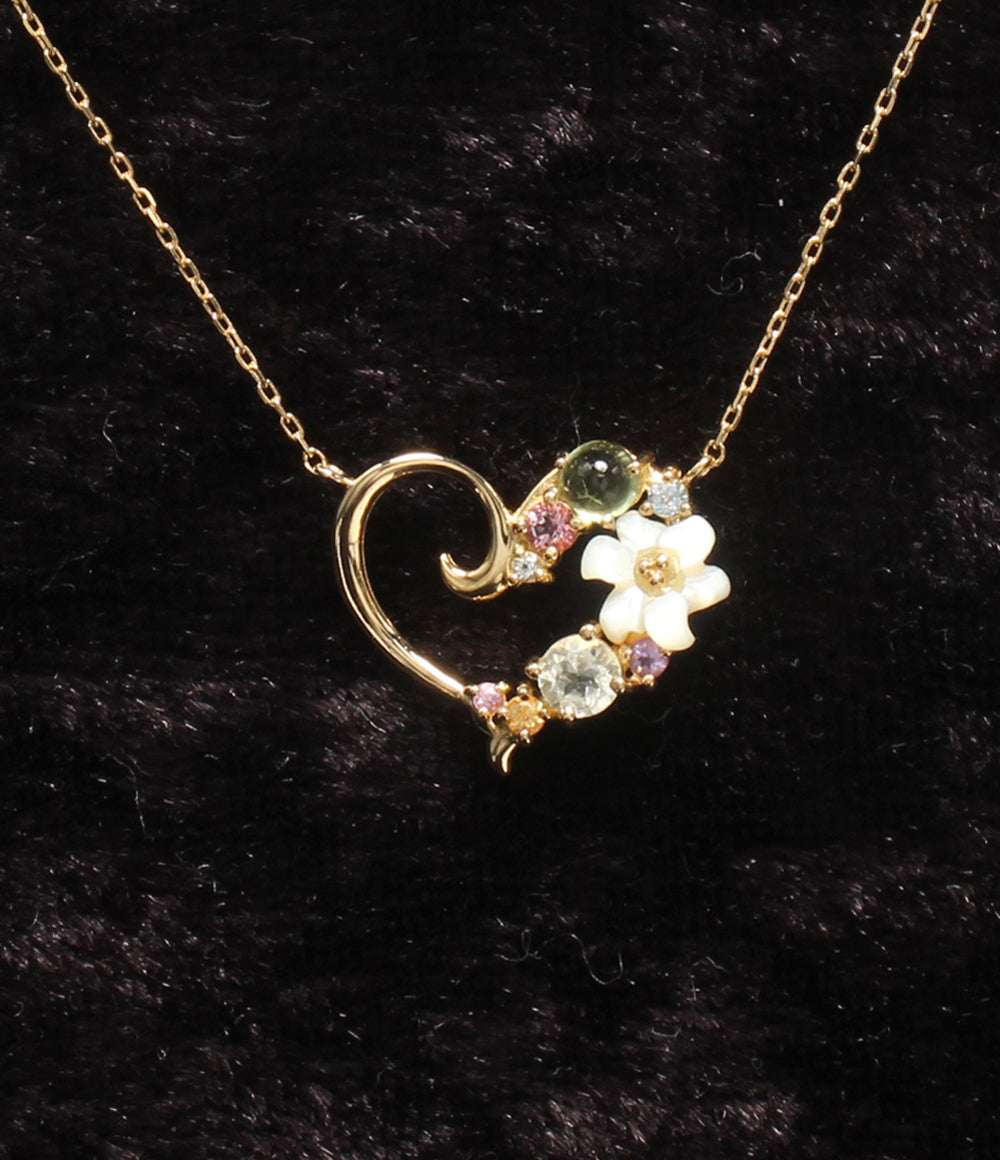 美品 Samantha Tiara ネックレス K18 ハートモチーフ フラワーモチーフ レディース サマンサティアラ