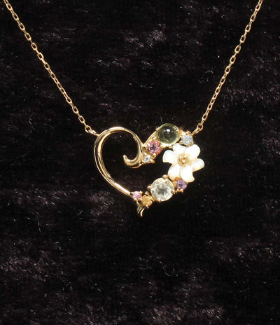 美品 Samantha Tiara ネックレス K18 ハートモチーフ フラワーモチーフ レディース サマンサティアラ