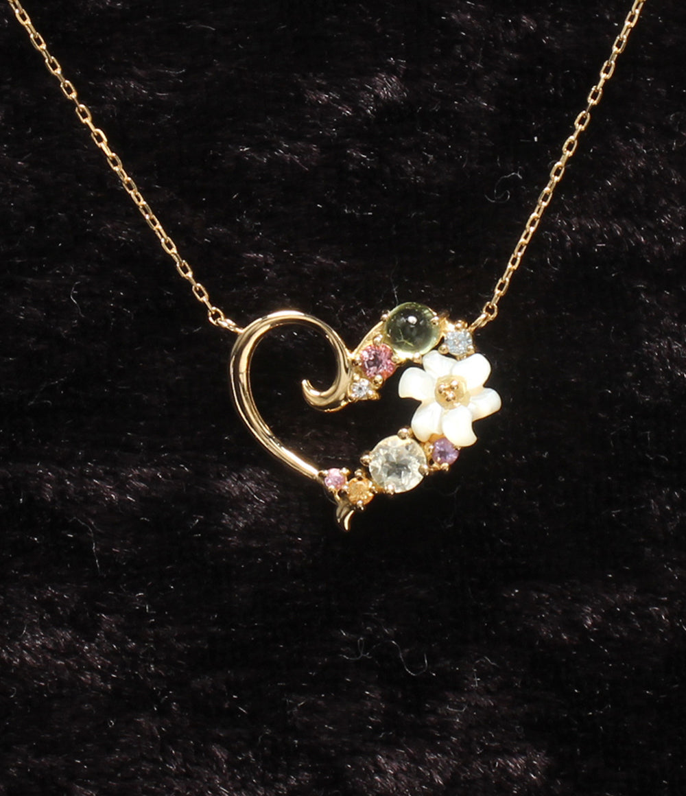 美品 Samantha Tiara ネックレス K18 ハートモチーフ フラワーモチーフ レディース サマンサティアラ