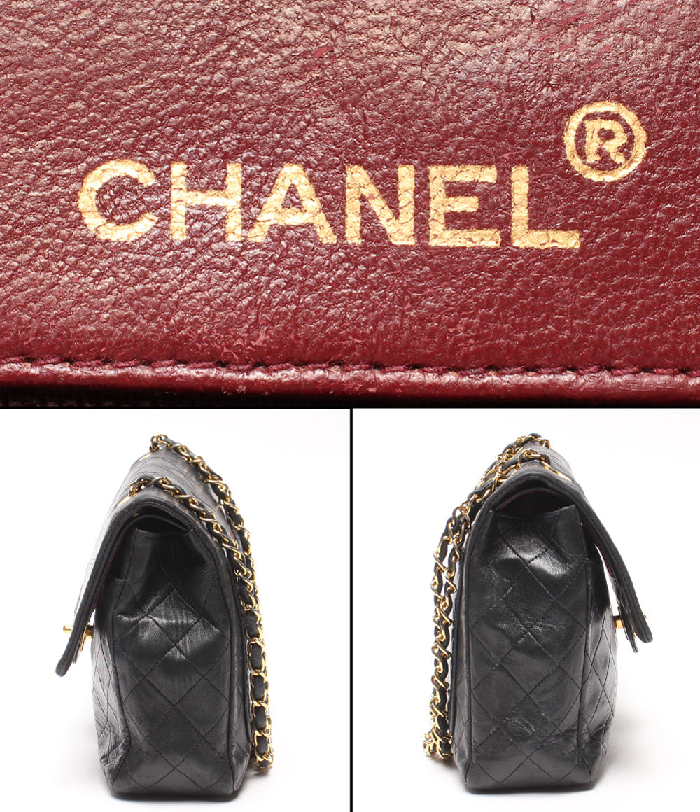 CHANEL チェーンショルダーバッグ 肩掛け ゴールド金具 マトラッセ25 ラムスキン ダブルチェーン ダブルフラップ 1番台 レディース シャネル