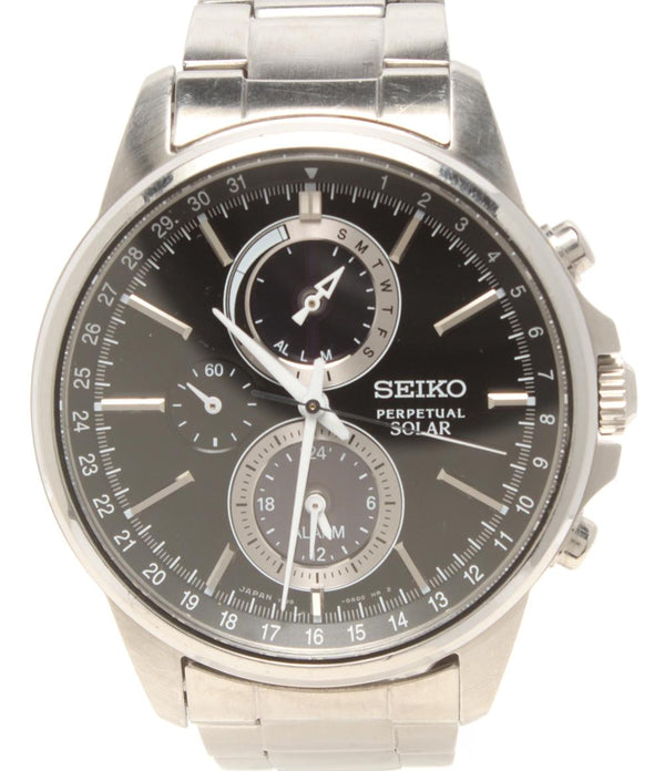 SEIKO 腕時計 スピリット パーペチュアル ソーラー ブラック V198-0AC0 メンズ セイコー