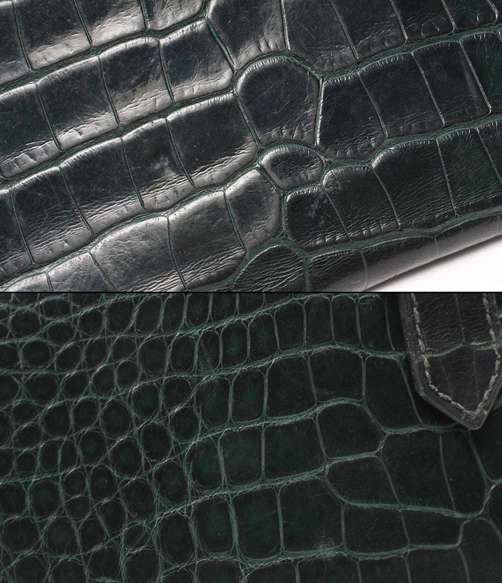 HERMES 長財布 A刻印 シルバー金具 アリゲーター ベアンスフレ レディース メンズ エルメス