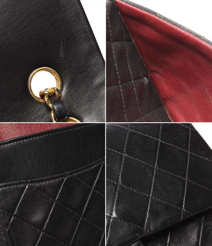 CHANEL チェーンショルダーバッグ 肩掛け ゴールド金具 1番台 ダブルフラップ ダブルチェーン スムースレザー マトラッセ25 レディース シャネル