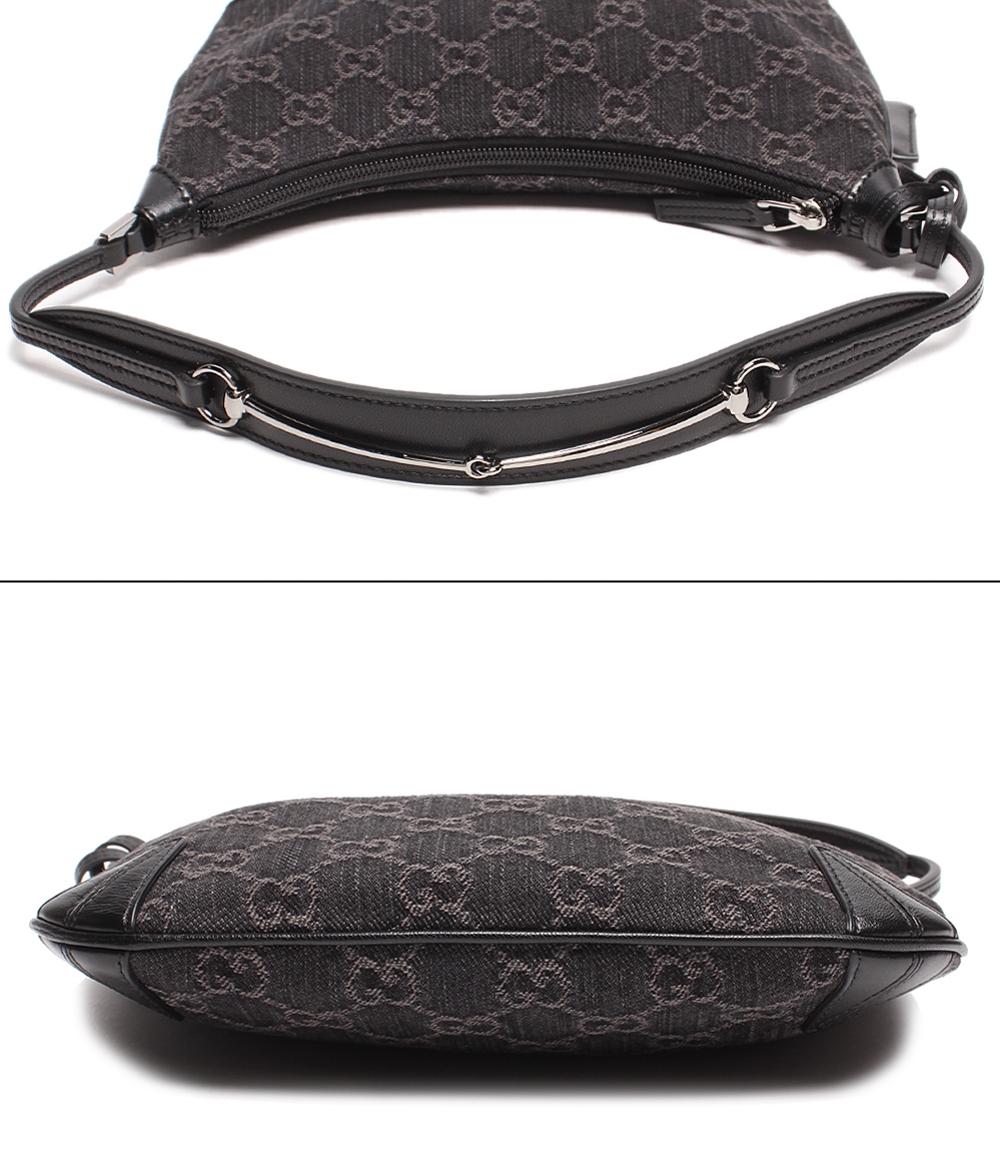 美品 グッチ ワンショルダーバッグ シルバー金具 ホースビットスリム GGキャンバス デニム 774719 525040 レディース GUCCI