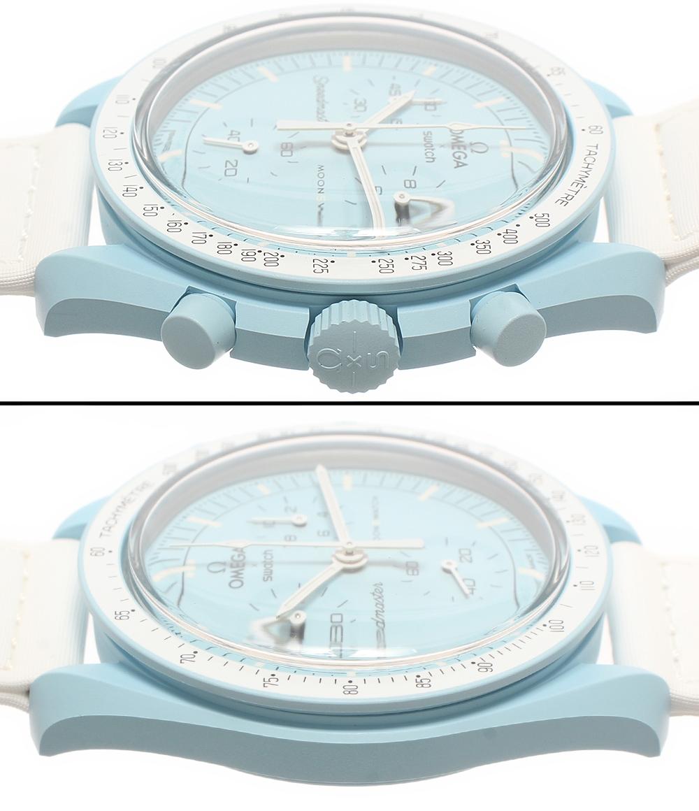 美品 Swatch OMEGA 腕時計 MISSION TO URANUS MOONSWATCH クオーツ ブルー メンズ スウォッチ オメガ