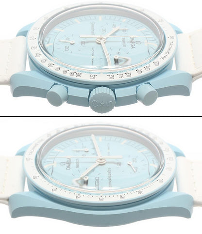 美品 Swatch OMEGA 腕時計 MISSION TO URANUS MOONSWATCH クオーツ ブルー メンズ スウォッチ オメガ