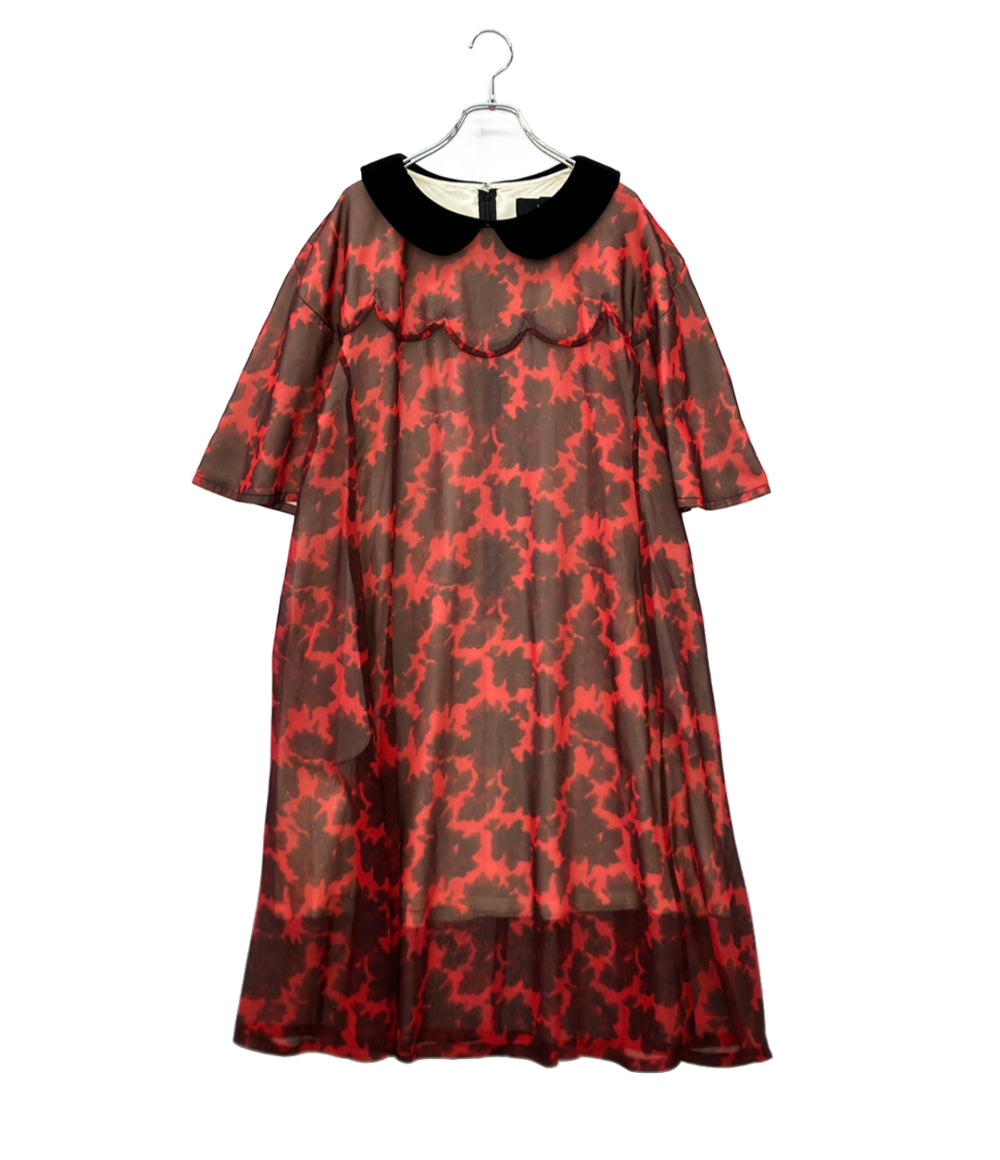 tricot COMME des GARCONS ベロア丸襟 七分袖ワンピース レディース SIZE M トリココムデギャルソン
