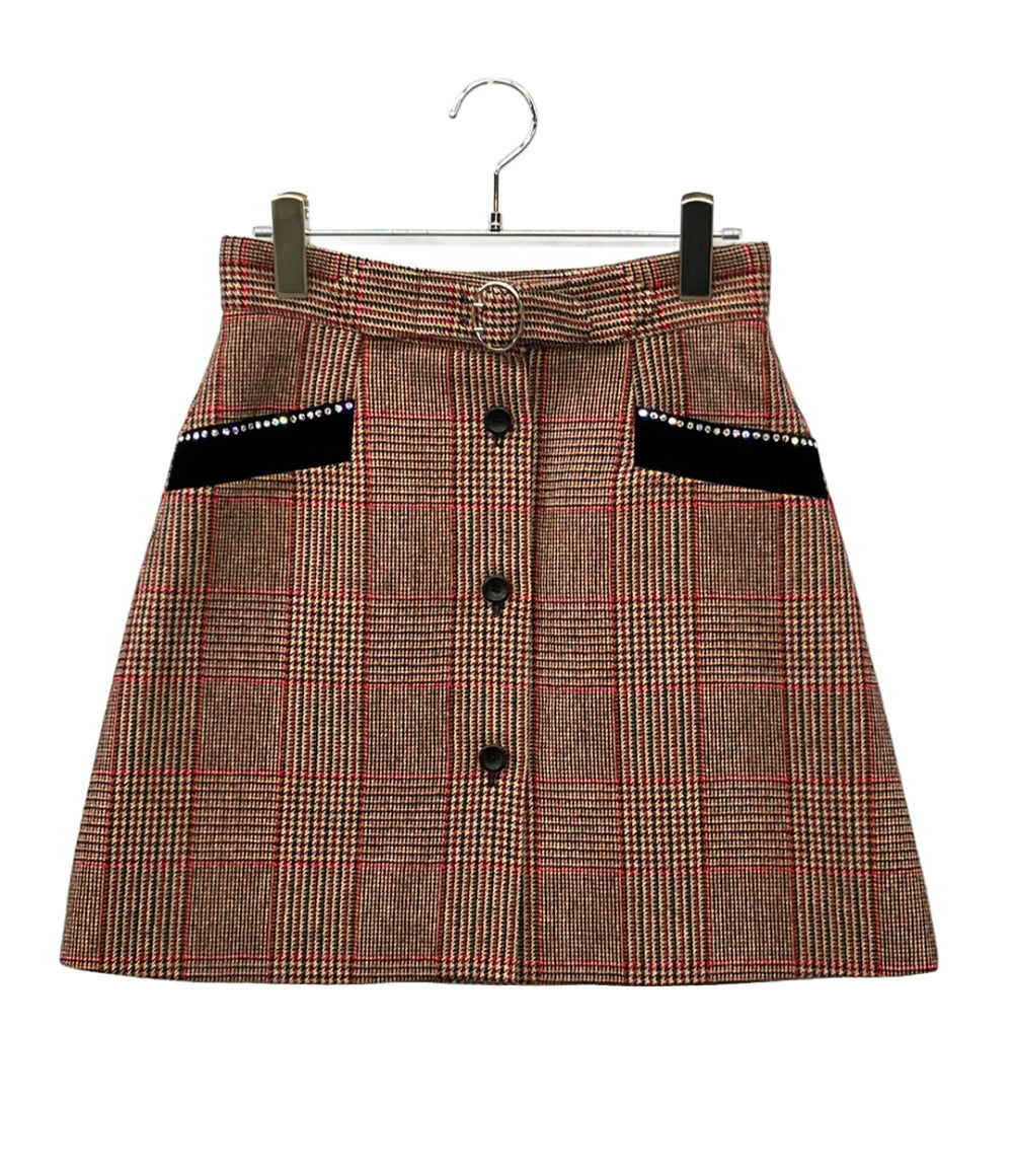 美品 Miu Miu チェックビジュースカート MG1297 レディース SIZE 40 (M) ミュウ ミュウ