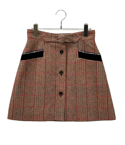 美品 Miu Miu チェックビジュースカート MG1297 レディース SIZE 40 (M) ミュウ ミュウ