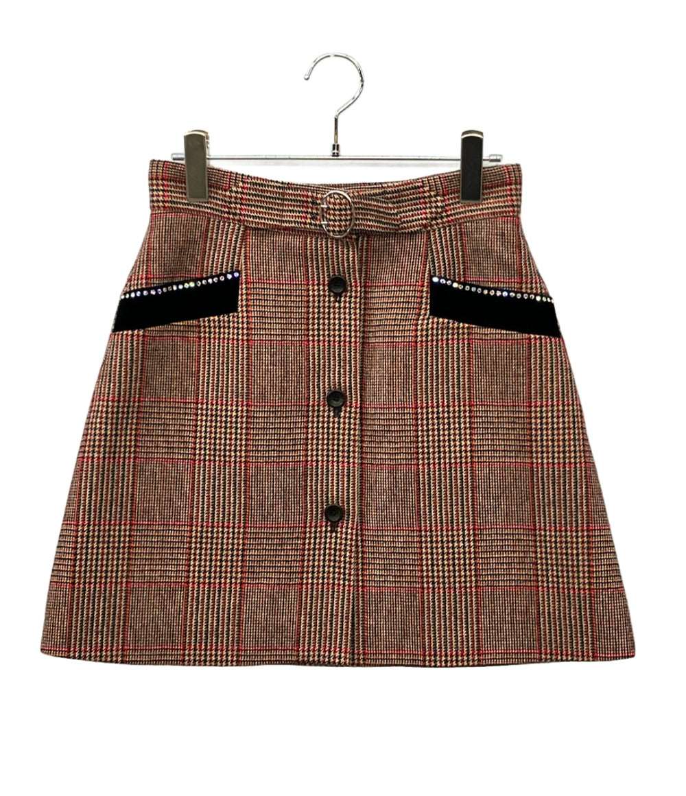 美品 Miu Miu チェックビジュースカート MG1297 レディース SIZE 40 (M) ミュウ ミュウ