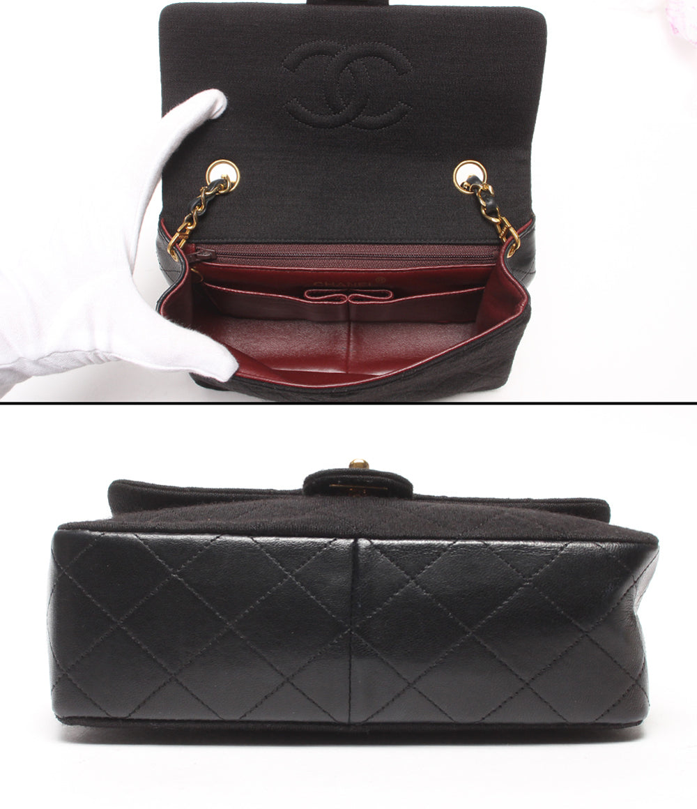 CHANEL チェーンショルダーバッグ 肩掛け ゴールド金具 ミニマトラッセ シングルフラップ シングルチェーン 1番台 ラムスキン×コットン レディース