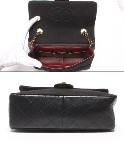 CHANEL チェーンショルダーバッグ 肩掛け ゴールド金具 ミニマトラッセ シングルフラップ シングルチェーン 1番台 ラムスキン×コットン レディース