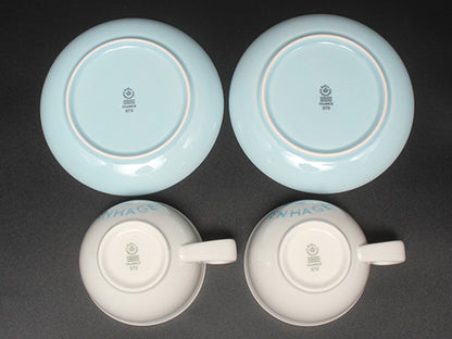 美品 Royal Copenhagen カップ＆ソーサー 2客セット ペア ニューシグネチャー ブルー ロイヤルコペンハーゲン