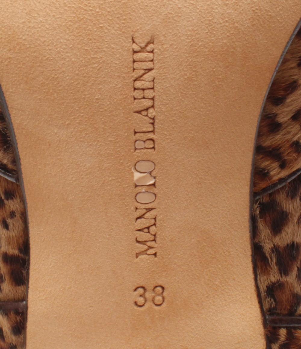 マノロブラニク ロングブーツ ハラコ レオパード レディース SIZE 38 (M) MANOLO BLAHNIK