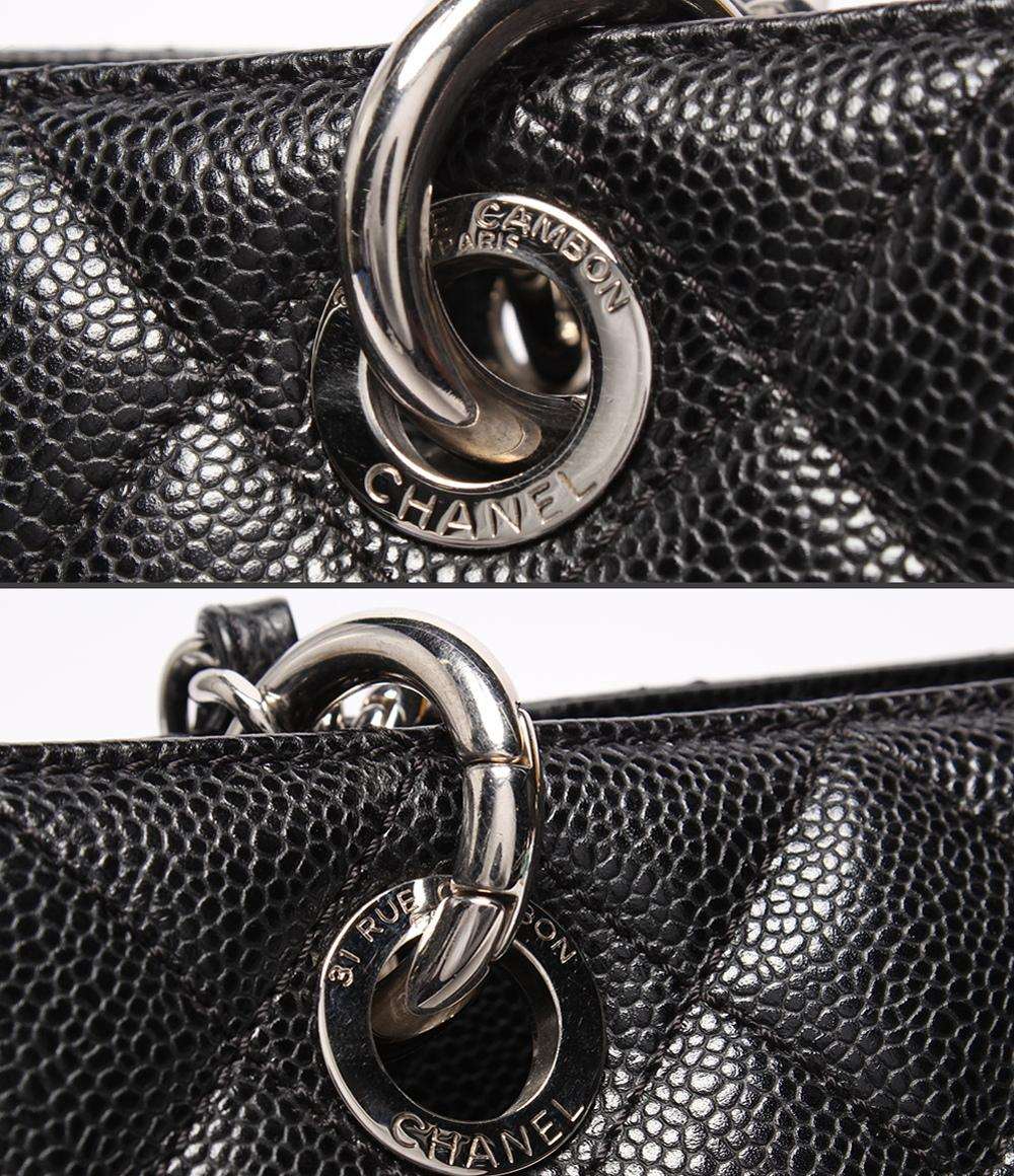CHANEL チェーントートバッグ グランドショッピング GST シルバー金具 キャビアスキン マトラッセ レディース シャネル