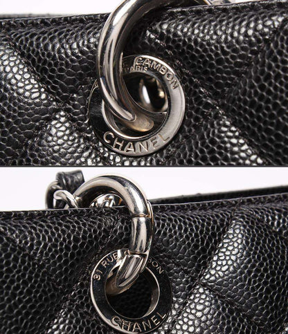 CHANEL チェーントートバッグ グランドショッピング GST シルバー金具 キャビアスキン マトラッセ レディース シャネル
