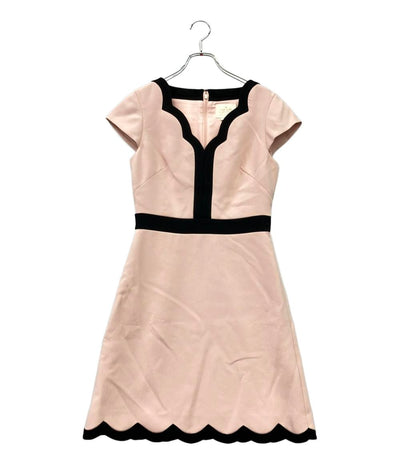 Kate Spade 半袖ワンピース バイカラースカラップ VネックAライン scallop cap sleeve d Cameo Pink レディース SIZE 4 (M) ケイトスペード