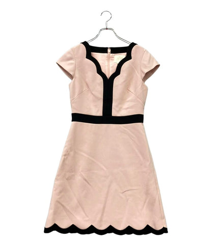 Kate Spade 半袖ワンピース バイカラースカラップ VネックAライン scallop cap sleeve d Cameo Pink レディース SIZE 4 (M) ケイトスペード